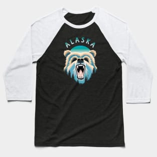 Grizzly Bear Face - Alaska Wildlife Baseball T-Shirt